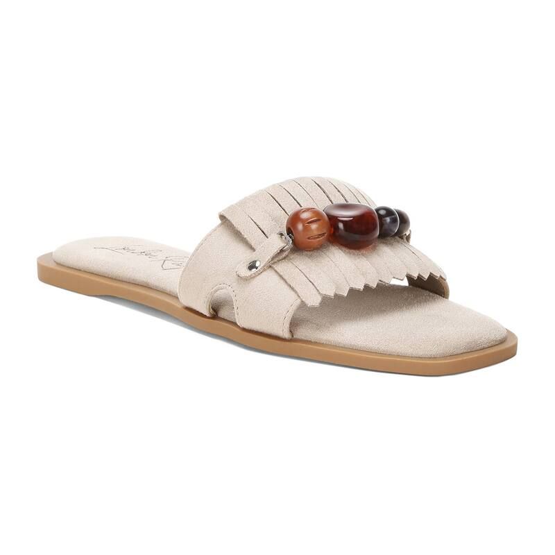 ロンドンラグ レディース シューズ サンダル フリンジ London Rag Dinasa WomenslipOn Fringed Slide Sandals Beige ベージュ