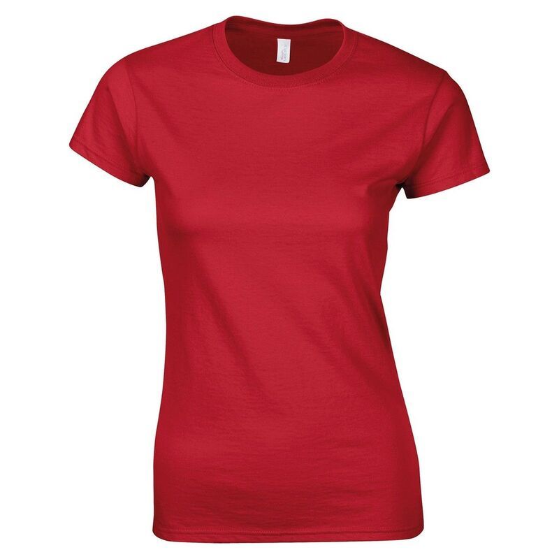 ギルダン レディース トップス Tシャツ コットン Gildan WomensLadiesoftstyle Plain Ringspun Cotton Fitted TShirt Red レッド