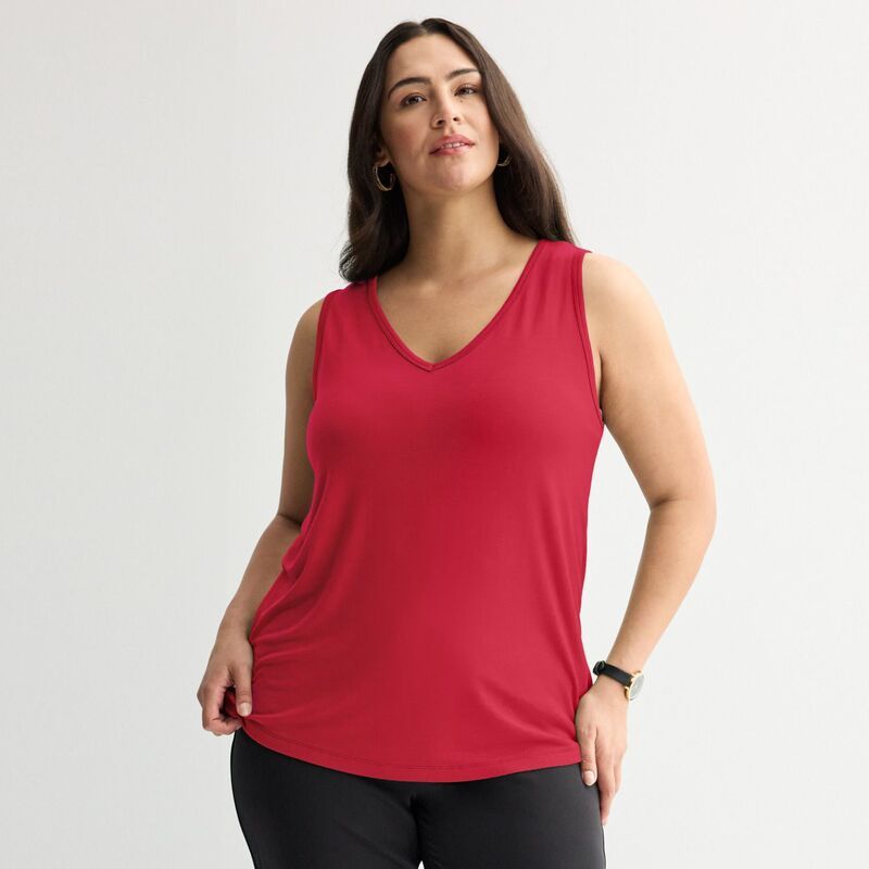 ナインウェスト レディース トップス Tシャツ Vネック プラスサイズ Plusize Nine West Essential Easy VNeck Tank Top Heartless