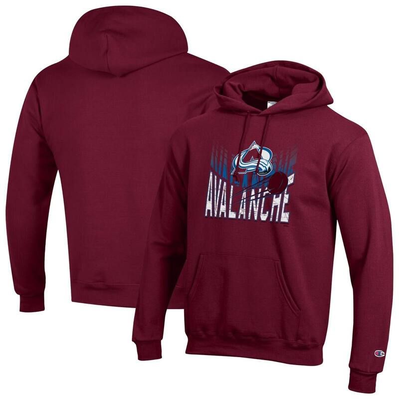 チャンピオン レディース トップス Tシャツ パーカー Mens Champion Burgundy Colorado Avalanche Powerblend Hoodie Ava Med Re バーガンディ