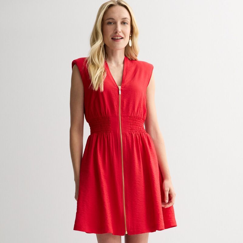 ナインウェスト レディース トップス ワンピース プチ ミニ Petite Nine West Zipper Front Mini Dress Cherry Berry