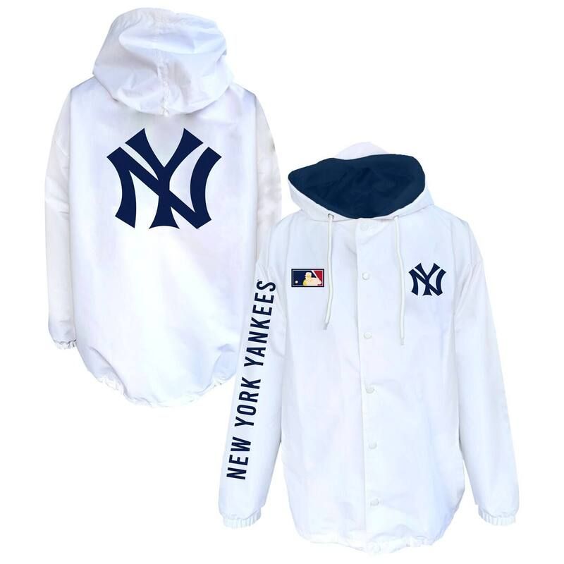 ミッチェルネス レディース アウター ジャケット・ブルゾン フーデッドジャケットール Mens Mitchell Ness White New York Yankees Big Tall FullSnap Hooded Jacket Ynk White ホワイ