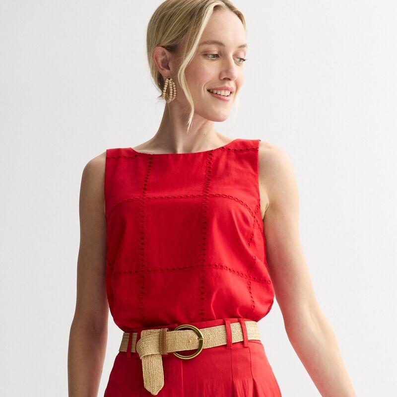 ナインウェスト レディース トップス シャツ Womens Nine West Woven Shell Top Cherry Berry