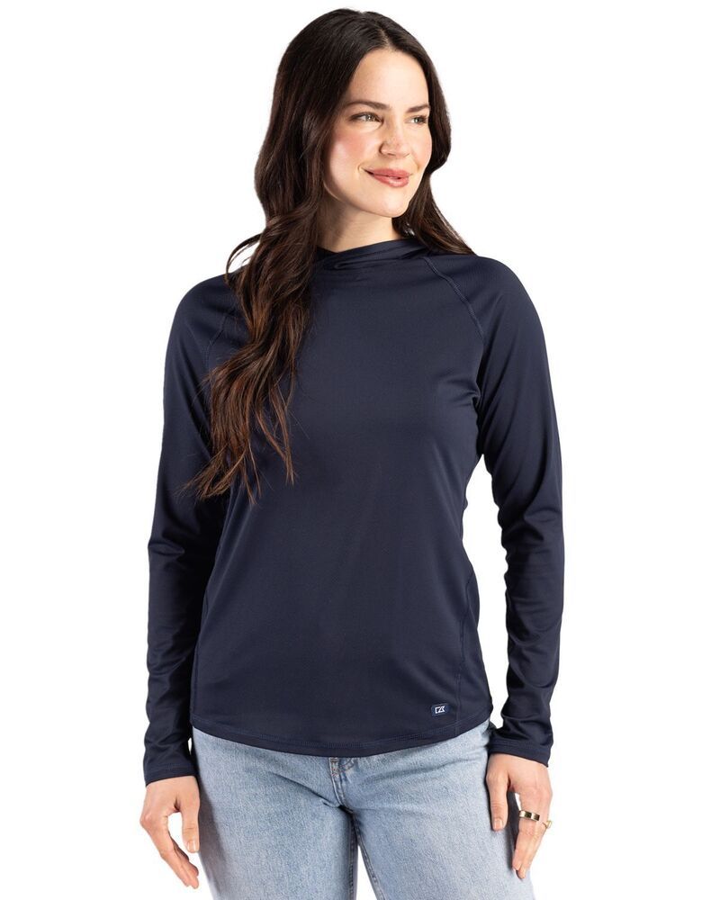 カッターアンドバック レディース アウター ニット・セーター Cutter Buck Prospect Epiconfidence Recycled Womens Hooded Pullover Navy Blue ネイビー