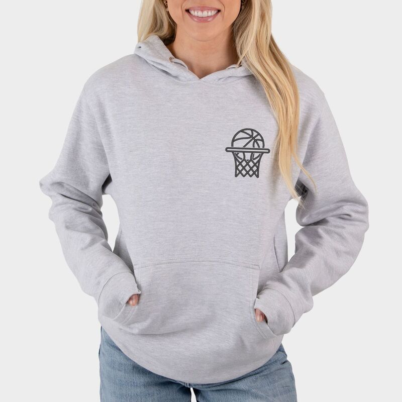 Simply Sage Market レディース トップス Tシャツ 刺繍 パーカー グラフィック Simply Sage Market Embroidered Basketball Hoop Womens Graphic Hoodie Heather Gre
