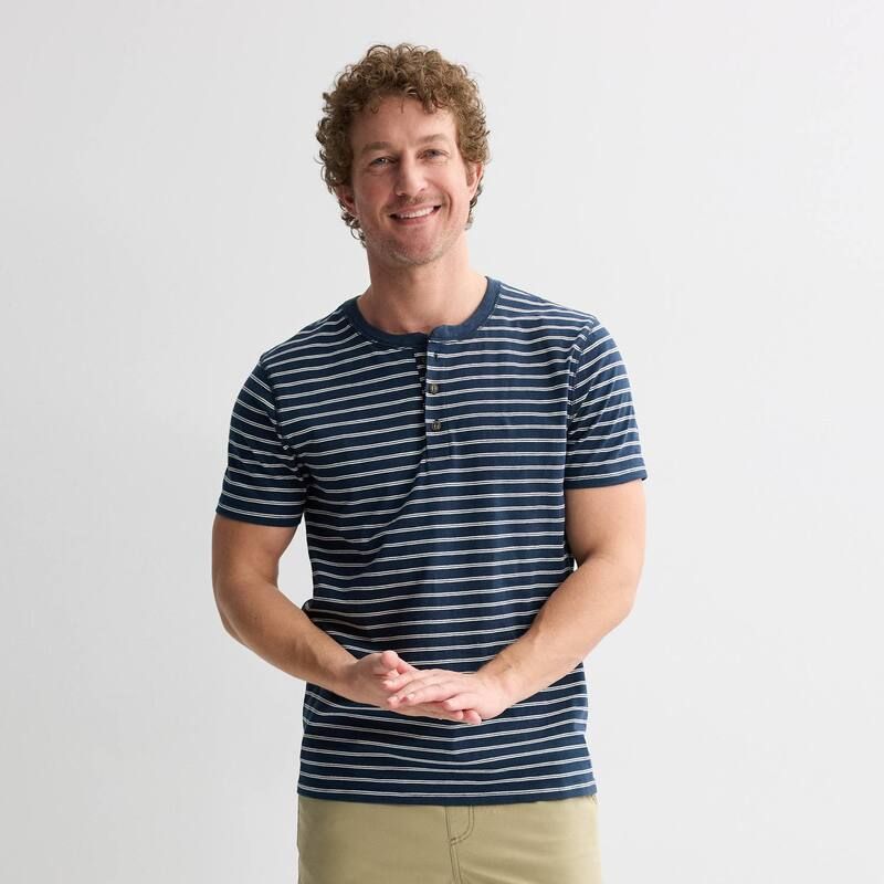 ソノマ レディース トップス Tシャツ Mensonoma Goods For Lifessential Short Sleeve Striped Henley TShirt Navy Nautical Stripe ネイビー