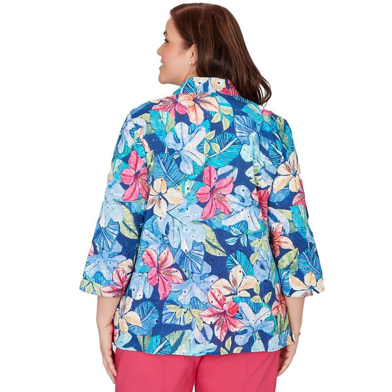 アルフレッド ダナー レディース トップス Tシャツ ボタンダウン プラスサイズ ダウン Plusize Alfredunner Tropical Eyelet Button Down Top Royal Blue ブルー