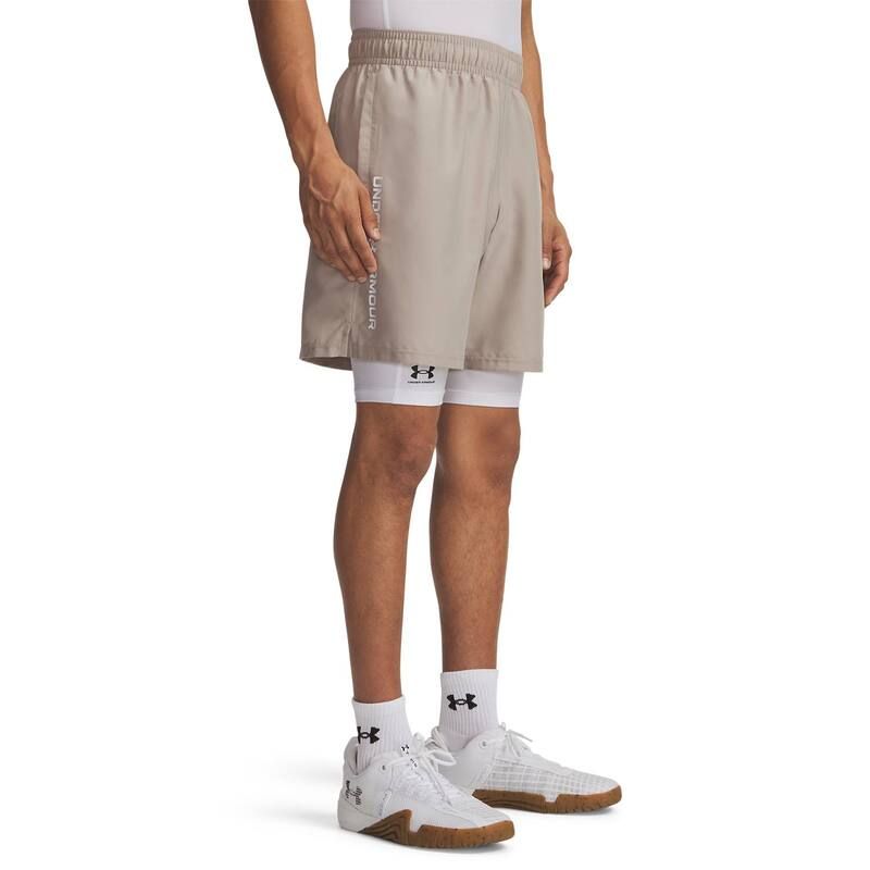 アンダーアーマー レディース ボトムス ハーフパンツ・ショーツ ショートパンツ Mens Under Armour 825in Woven Wordmark Shorts Timberwolf Taupe トープ