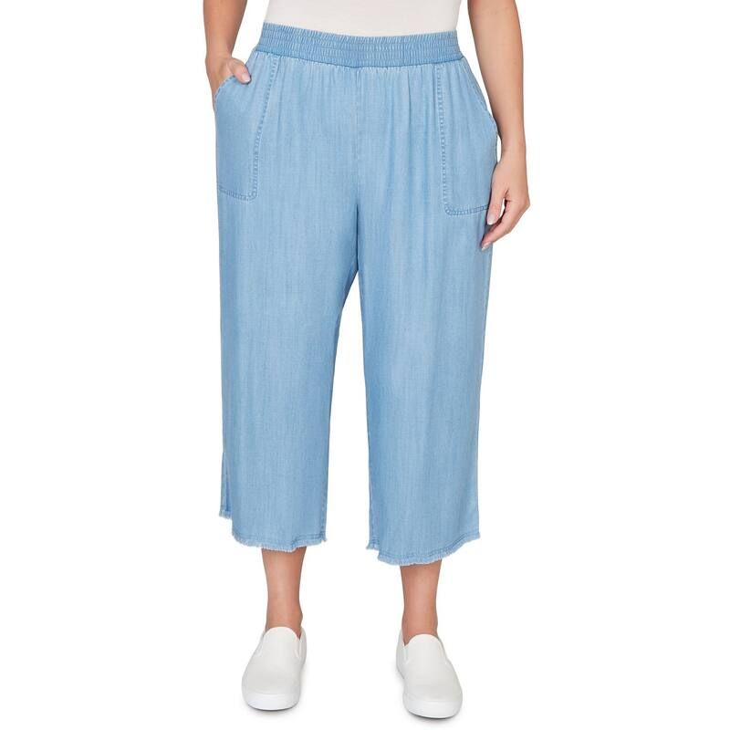 アルフレッド ダナー レディース ボトムス カジュアルパンツ ワイドレッグ プラスサイズ アンクル Plusize Alfredunner Wide Leg Patch Pocket Ankle Pants Blue ブルー