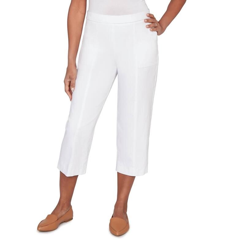 アルフレッド ダナー レディース ボトムス カジュアルパンツ リラックスフィット プチ キャップ Petite Alfredunnerelaxed Fit Flat Front Patch Pocket Capris Pure White ホワイト