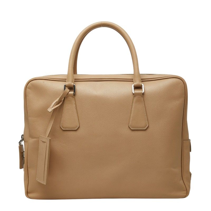 PRADA ビジネスバッグ ベージュ/ブラウン プラダ 三角ロゴプレート ハンドバッグ ブリーフケース ビジネスバッグ