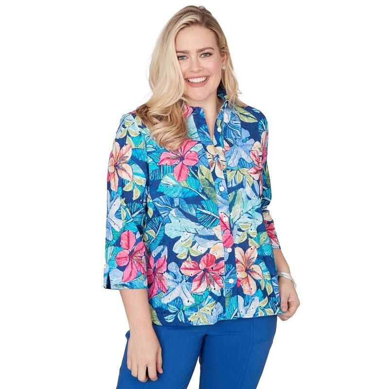 アルフレッド ダナー レディース トップス シャツ ダウン Womens Alfredunner Tropical Eyelet ButtonDown Top Royal Blue ブルー 9,786円