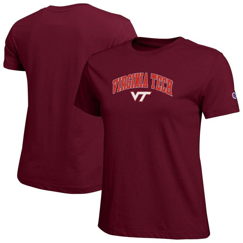 チャンピオン レディース トップス Tシャツ ロゴ Womens Champion Maroon Virginia Techokies Arched Over Logo TShirt Vat Red レッド
