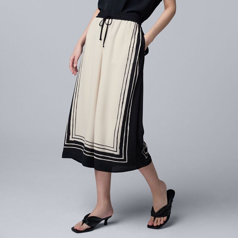 ヴェラウォン レディース ボトムス カジュアルパンツ Womensimply Vera Wang Drapey Culotte Pants Black Tan Border ブラック 10,570円