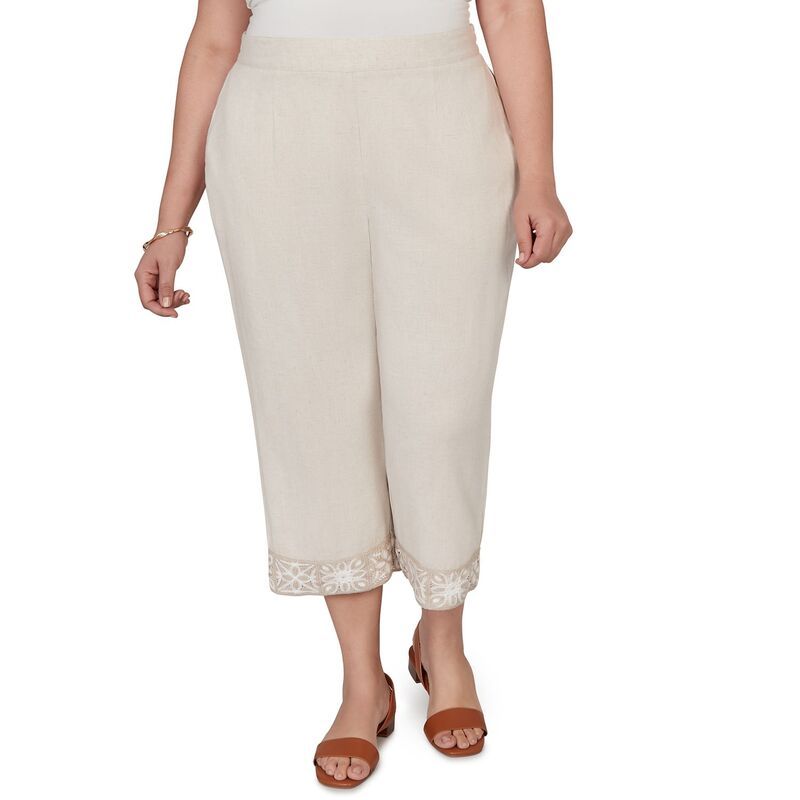 アルフレッド ダナー レディース ボトムス カジュアルパンツ プラスサイズ キャップ リネン Plusize Alfredunner Crochetrim Linen Capris Linen