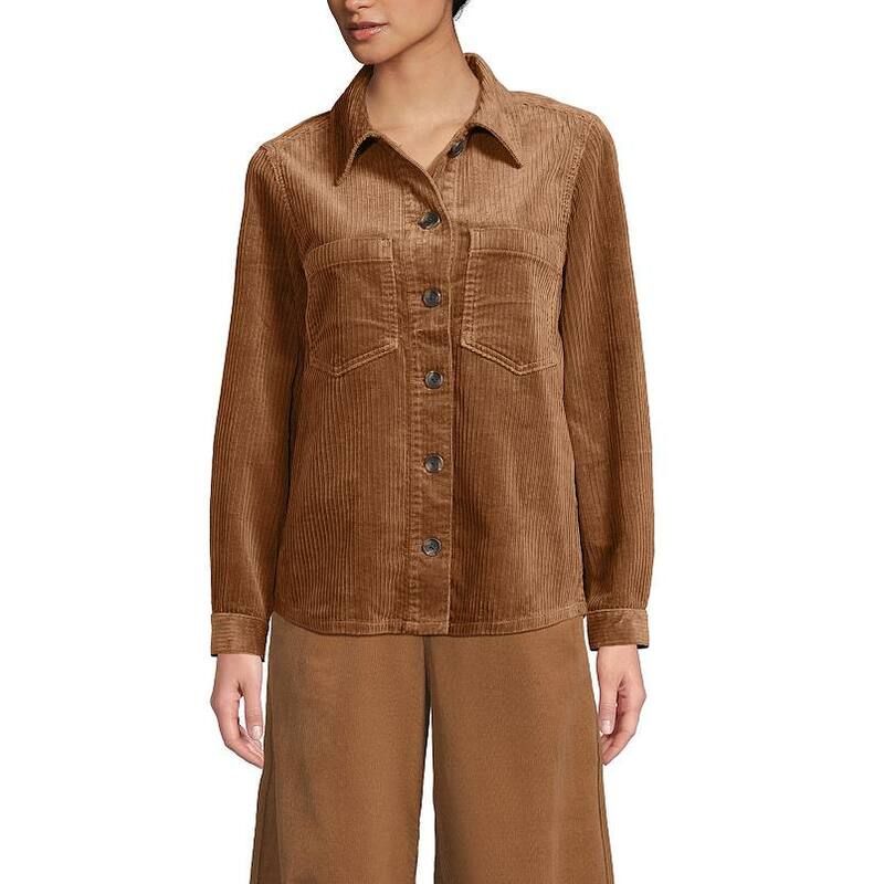 ランズエンド レディース アウター ジャケット・ブルゾン コーデュロイ プラスサイズ シャツ Plusize Lands End Wide Wale Corduroy Shirt Jacket No Color