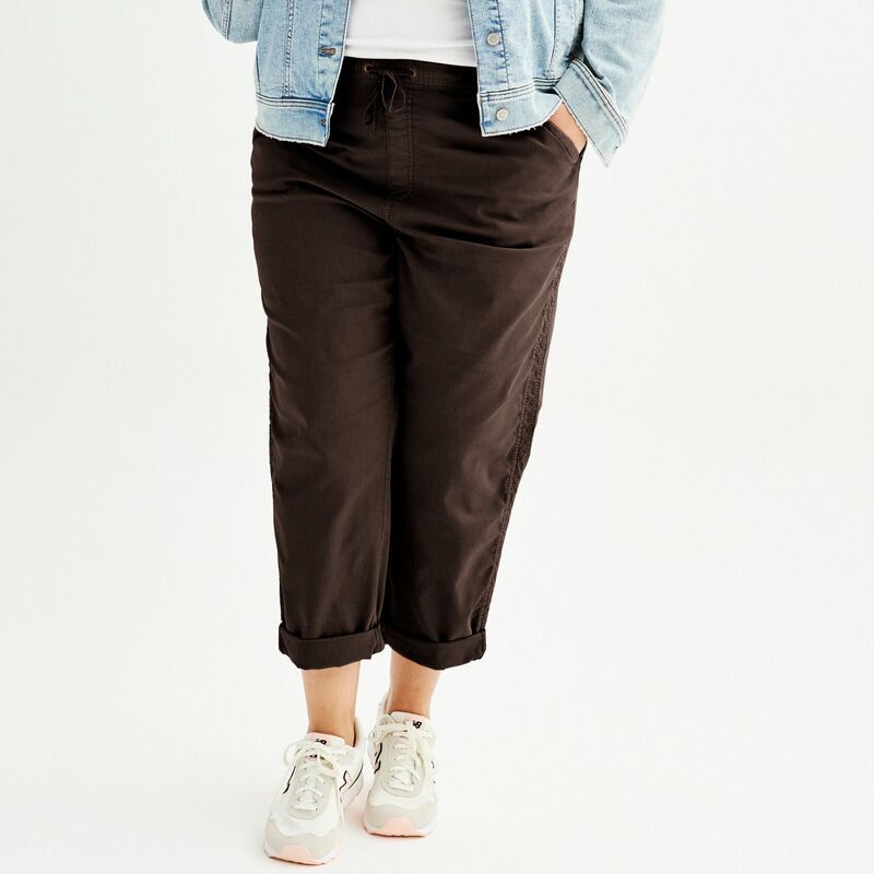 ソノマ レディース ボトムス カジュアルパンツ プラスサイズ キャップ Plusize Sonoma Goods For Lifeasy Paper Bag Waist Capri Dark Brown ブラウン