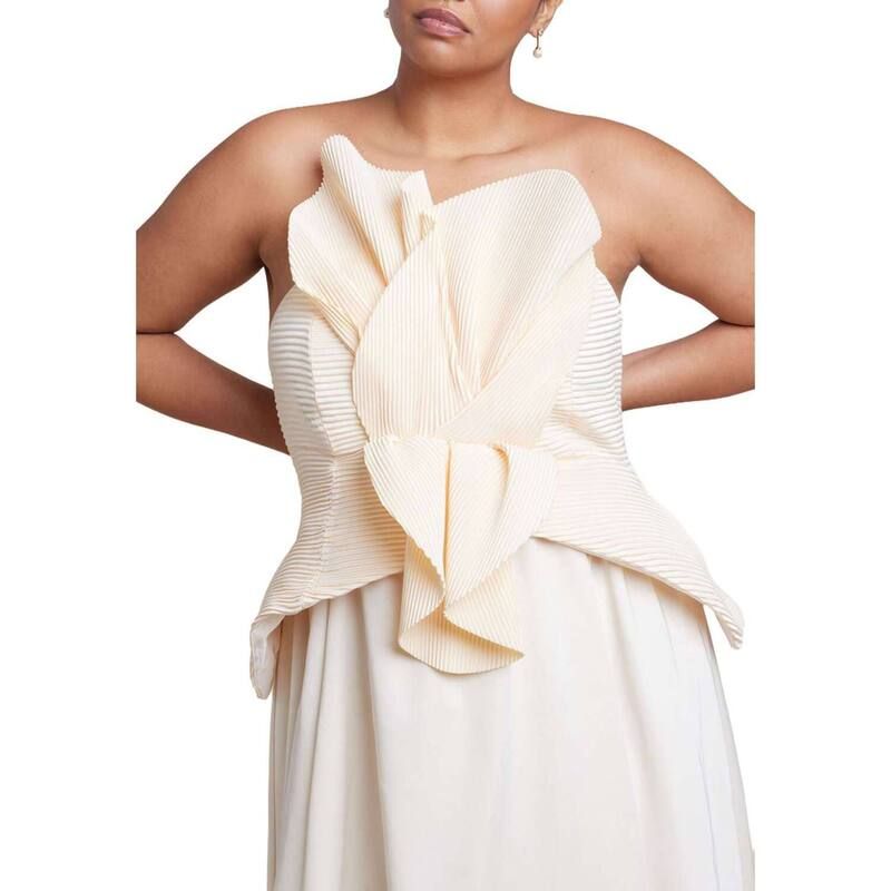 エロクイ レディース トップス ワンピース プラスサイズ ELOQUII Womens Plusize Petal Bodice Gown White Swan ホワイト