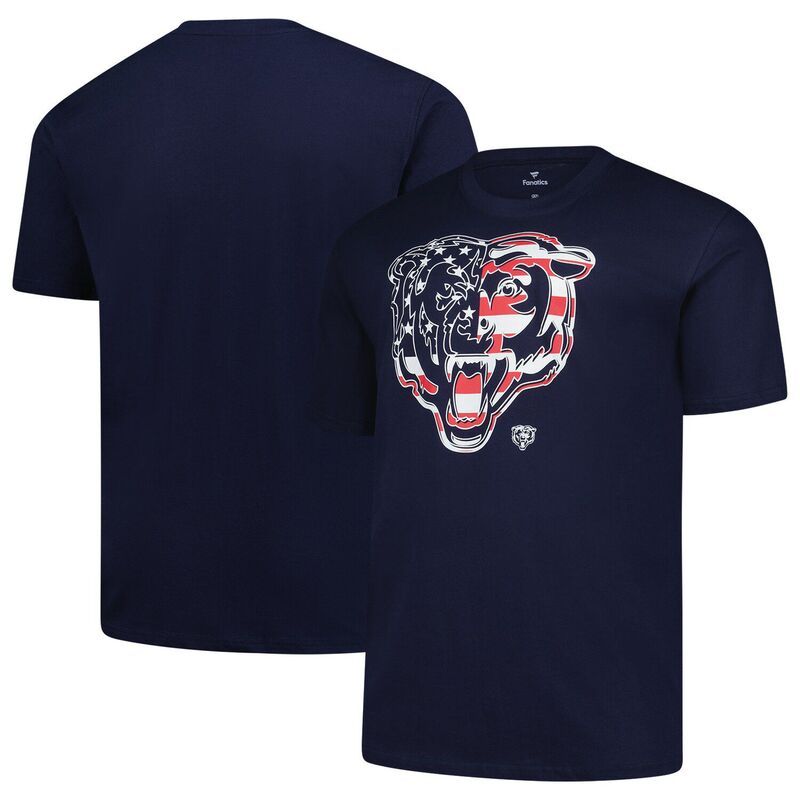 ファナティクス レディース トップス Tシャツ トール MensFanatics Navy Chicago Bears Big Tall Americana TShirt Brs Navy ネイビー