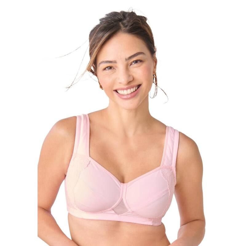 コンフォート チョイス レディース アンダーウェア ブラジャー プラスサイズ Comfort Choice Womens Plusize Full Coverage Side Wire Bra Shell Pink ピンク