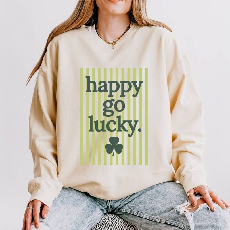 Simply Sage Market レディース トップス Tシャツ スウェット Simply Sage Market Happy Go Lucky Stripes Womens Lightweight Garment Dyed Sweatshirt Ivor
