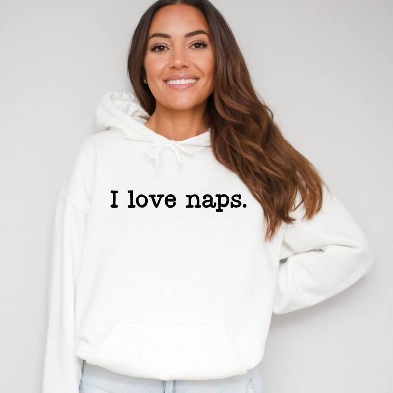 Simply Sage Market レディース トップス Tシャツ パーカー グラフィック Simply Sage Market I Love Naps Typewriter Womens Graphic Hoodie White ホワイト