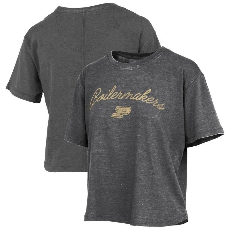 プレスボックス レディース トップス Tシャツ ヴィンテージ ロゴ Womens Pressbox Black Purdue Boilermakers Vintage Waist Length Script Over Logo TShirt Prd Black