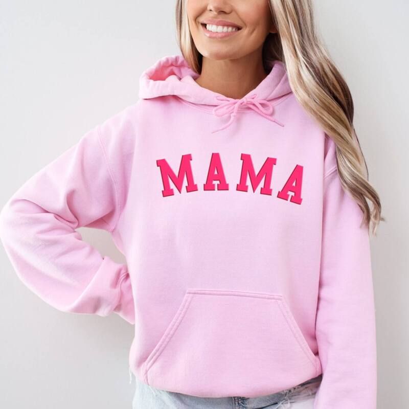 Simply Sage Market レディース トップス Tシャツ プリント パーカー グラフィック Simply Sage Market Mama Bold Puff Print Womens Graphic Hoodie Light Pink ピンク