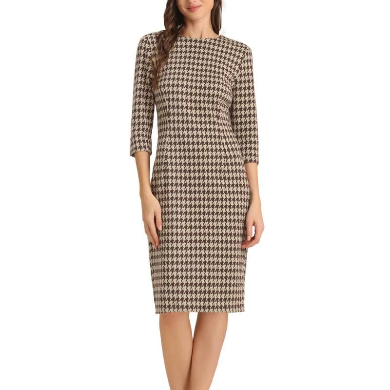 アレグラ ケー レディース トップス ワンピース ウエストマーク ALLEGRA K Womens Elegant Cinched Waist Bodycon Dress Brown ブラウン
