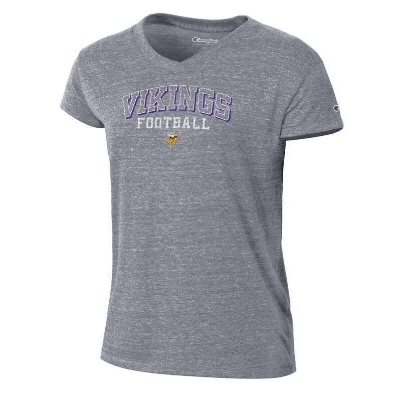 チャンピオン レディース トップス Tシャツ Vネック Womens Champion Heather Gray Minnesota Vikings Triumph TriBlend VNeck TShirt Mvk Grey グレー