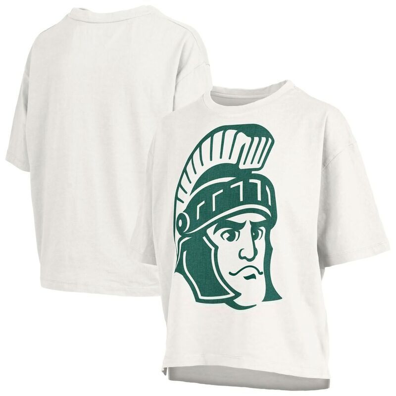 プレスボックス レディース トップス Tシャツ Womens Pressbox White Michigan State Spartans Big Canvas Puff Castillo Motley TShirt Msu White ホワイト