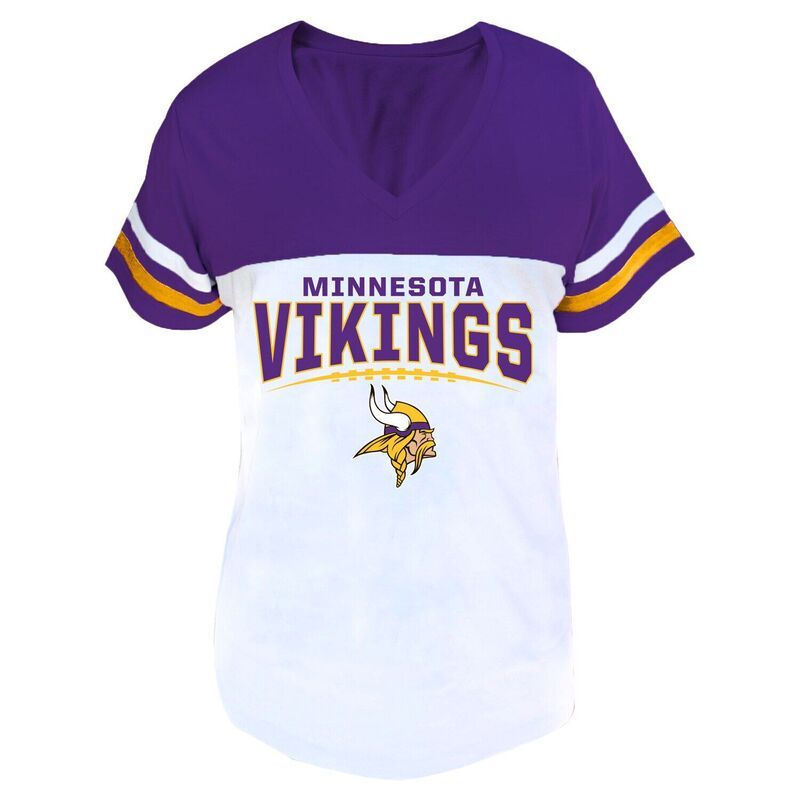 プロファイル レディース トップス Tシャツ Vネック プラスサイズ Womens Profile PurpleWhite Minnesota Vikings Plusize Split Body VNeck Tshirt Mvk Purple パープル