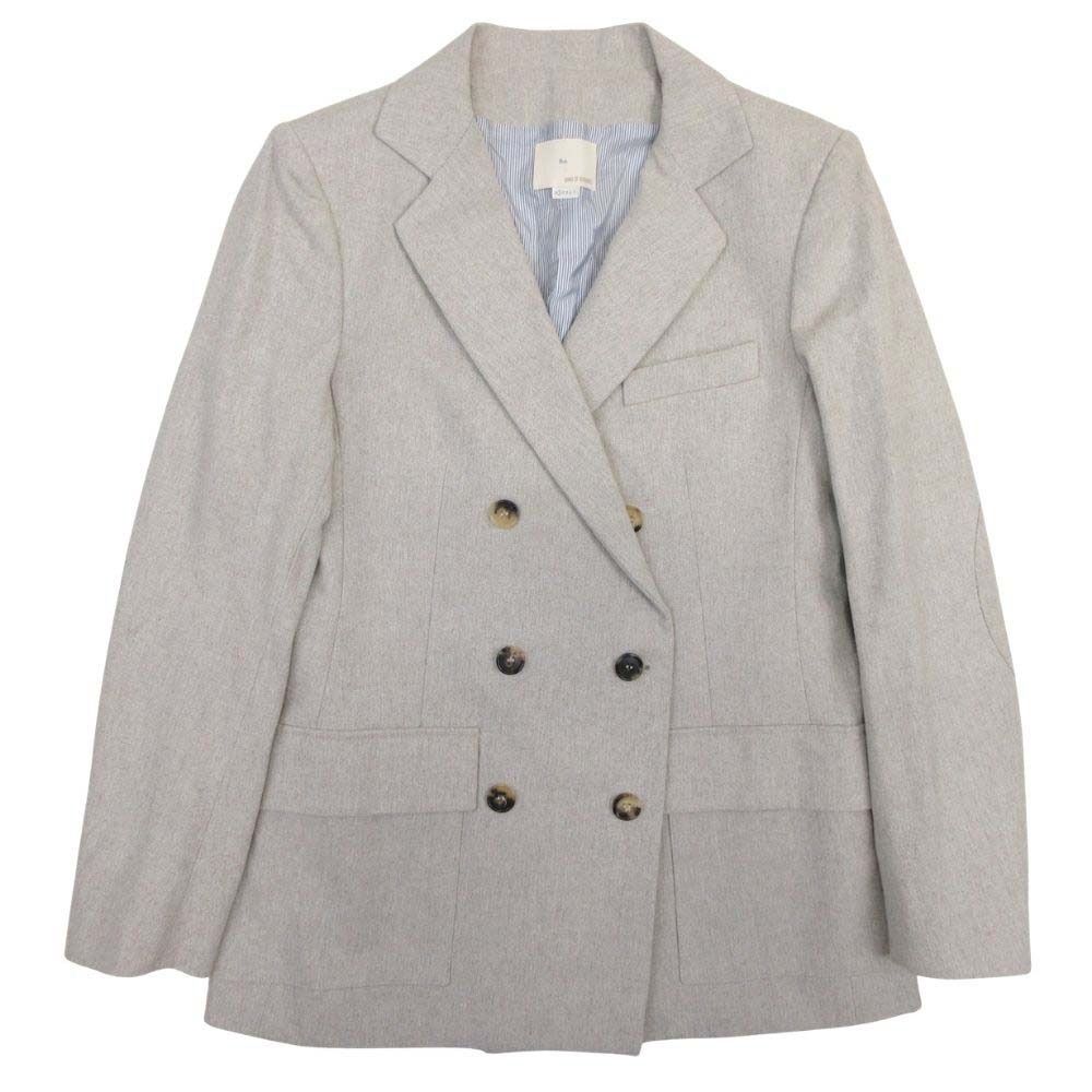美品 Boy. Band of Outsiders バンドオブアウトサイダーズ ダブルブレスト ジャケット エルボーパッチ ブレザー 1 アイボリー レディース 古着 中古 USED
