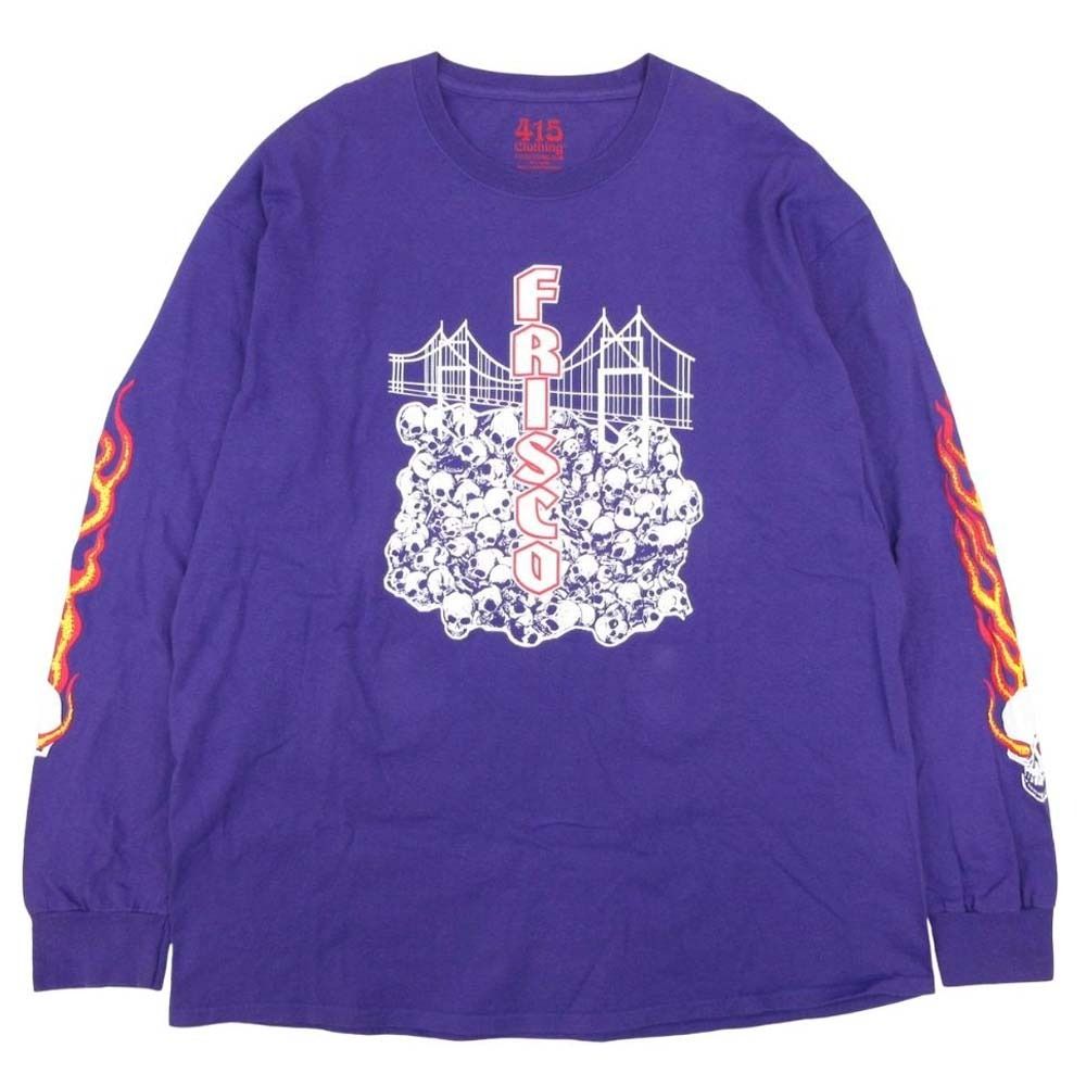 美品 415 CLOTHING 415クロージング SKULL BRIDGE L.TEE スカル ブリッジプリント 長袖Tシャツ カットソー トップス XXL 紫 パープル メンズ 古着 中古 USED 7,649円