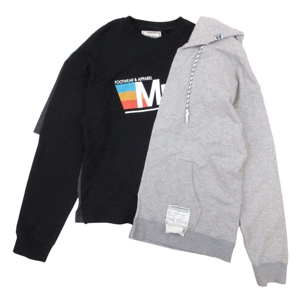良品 MAISON MIHARA YASUHIRO メゾンミハラヤスヒロ 20aw Conbined pullover ドッキング スウェット プルオーバー 再構築 46 黒 メンズ 古着 中古 USED