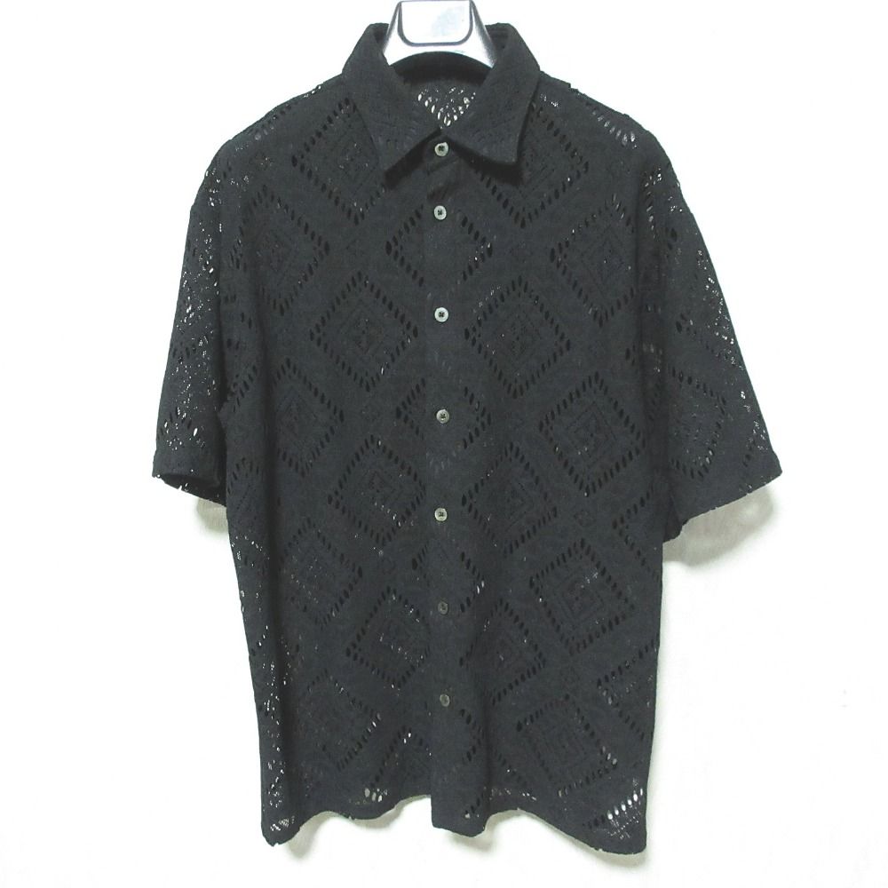 美品 LOVELESS ラブレス ミルパレース ショートスリーブシャツ 61M88-145-09 サイズM ブラック メンズ 古着 中古 USED