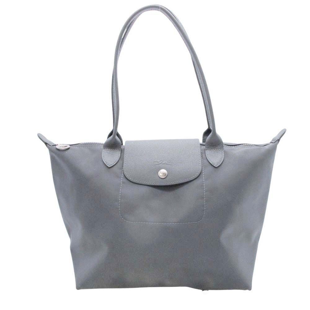 美品 Longchamp ロンシャン LEPLIAGE NEO ルプリアージュネオ トートバッグ ハンドバッグ 肩掛け カバン 鞄 グレー レディース 古着 中古 USED