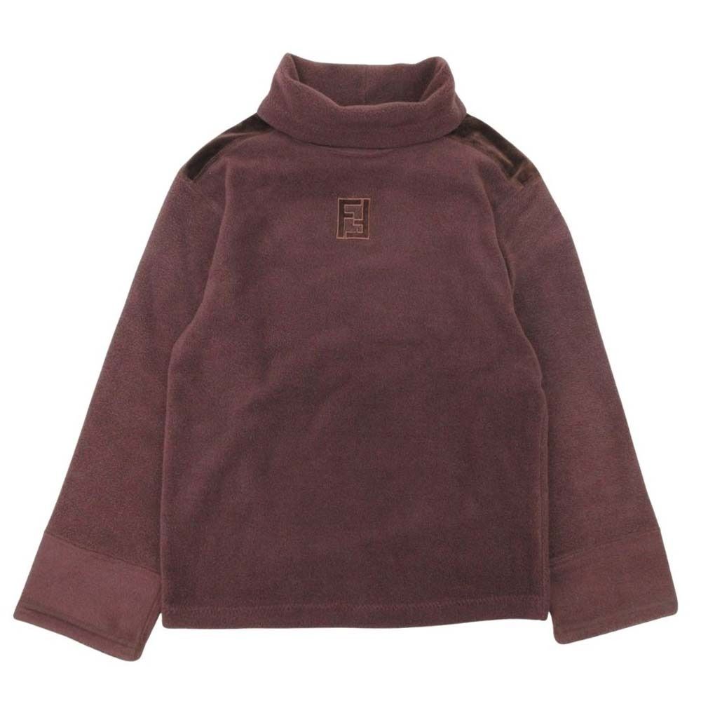美品 FENDI フェンディ ヴィンテージ FFロゴ タートルネック フリース プルオーバー トップス カットソー 長袖 ベロア 40 茶 ブラウン メンズ 古着 中古 USED