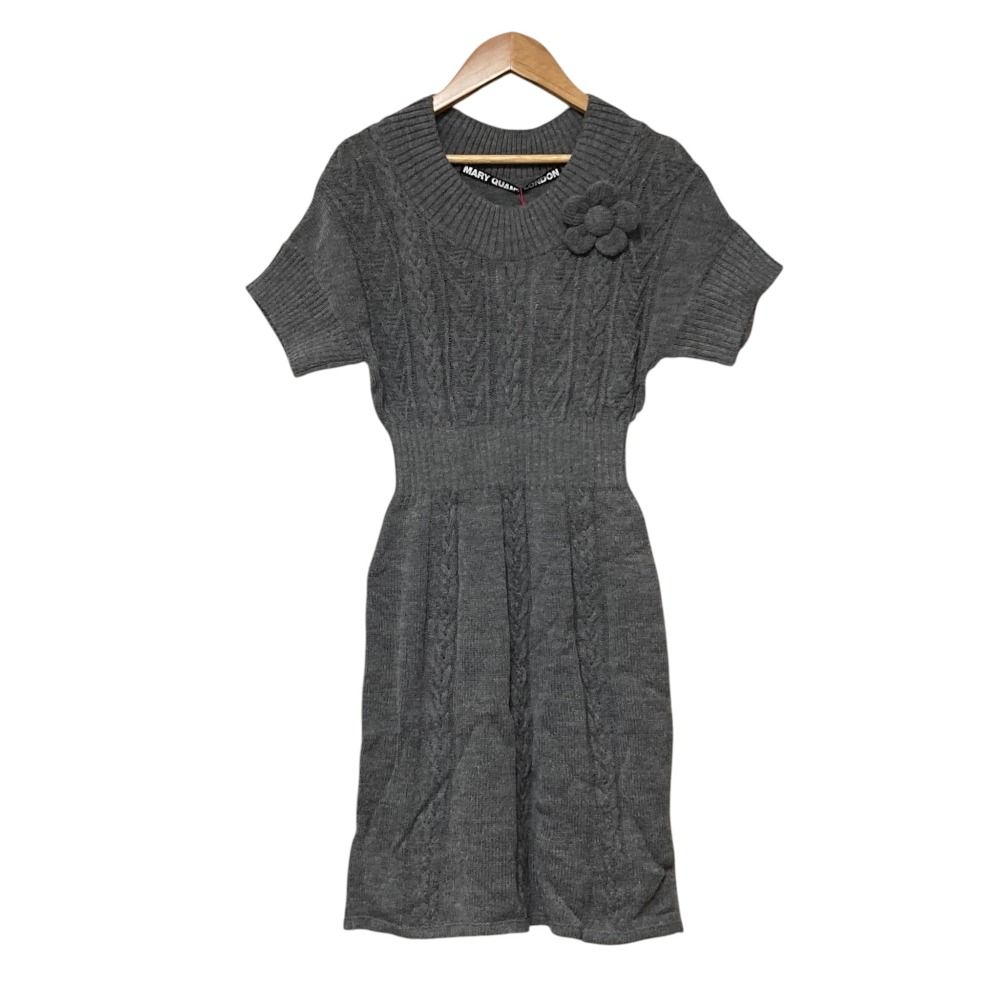 未使用 MARY QUANT マリークワント ケーブルニット ワンピース M グレー レディース 古着 中古 USED