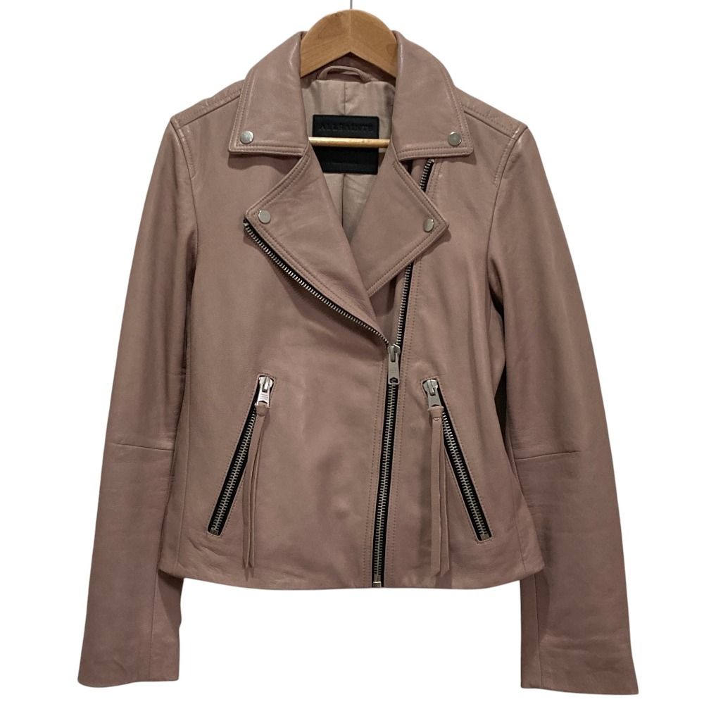 良品 23SS ALLSAINTS オールセインツ DALBY BIKER バイカー ライダースジャケット USサイズ6 ピンク レディース 古着 中古 USED