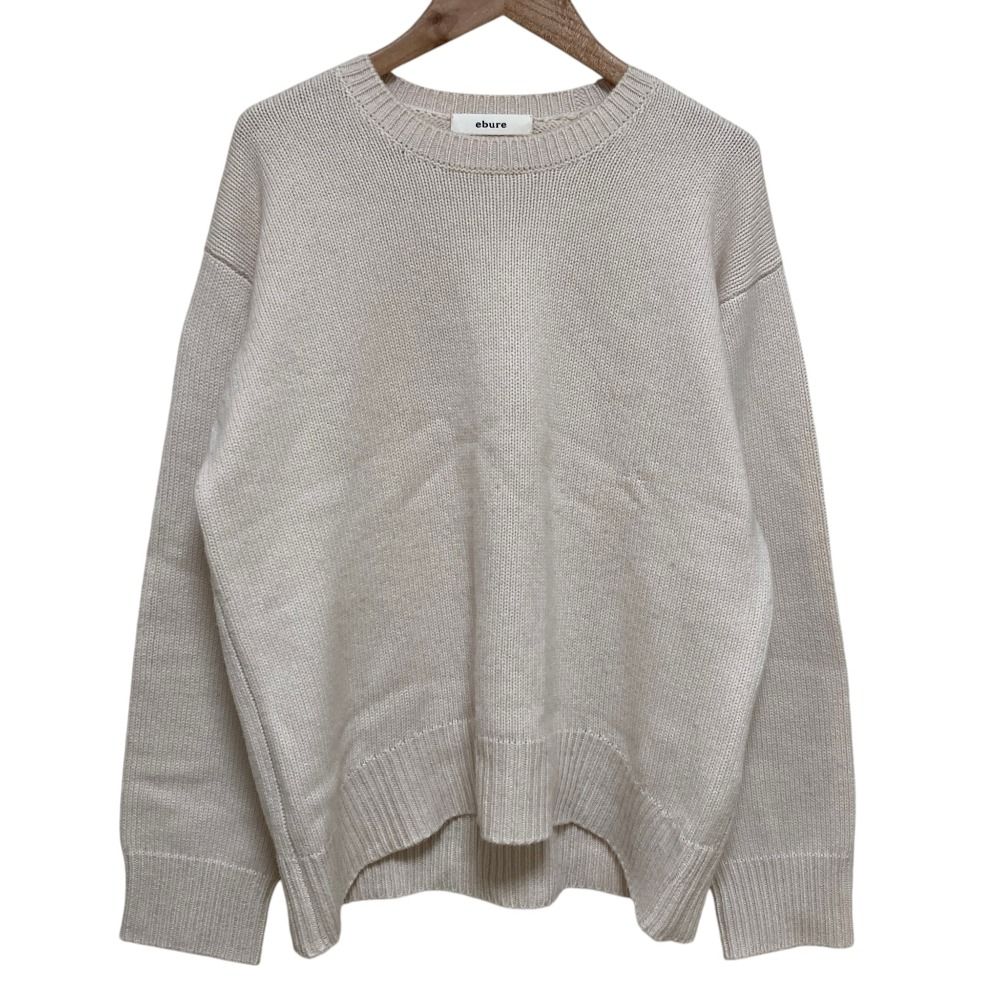 美品 ebure エブール カシミヤブレンド クルーネック ニット セーター アイボリー レディース 古着 中古 USED