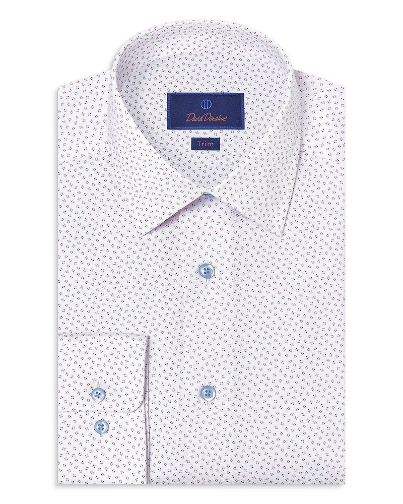 デイビッドドナヒュー メンズ トップス シャツ プリント Davidonahue Trim Fit Neat Print Dresshirt White Berry ホワイト