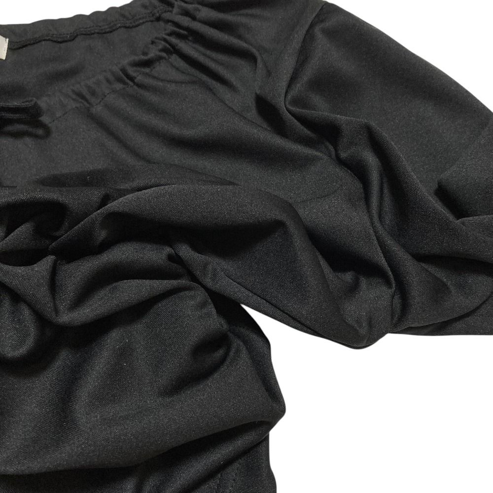 美品 COMME des GARCONS コムコム コムデギャルソン リボン ロングスリーブ ギャザーブラウス RK-T004 L ブラック レディース 古着 中古 USED