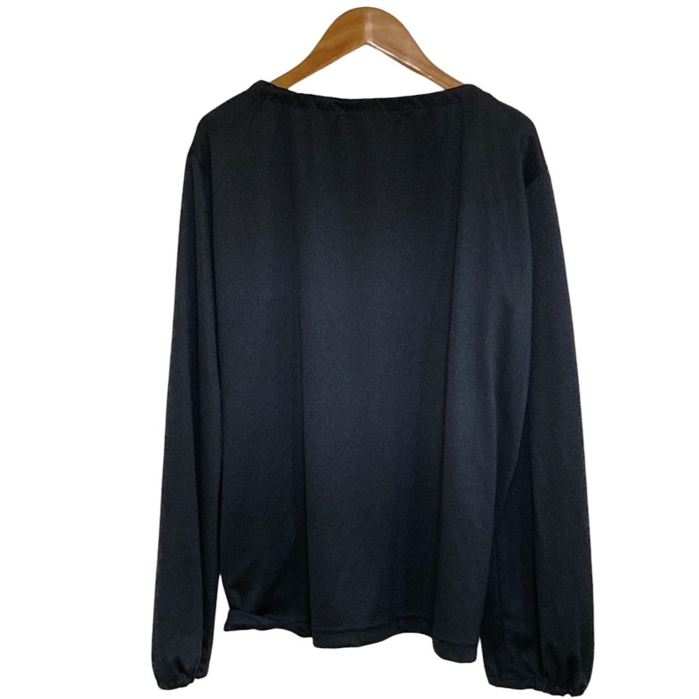美品 COMME des GARCONS コムコム コムデギャルソン リボン ロングスリーブ ギャザーブラウス RK-T004 L ブラック レディース 古着 中古 USED