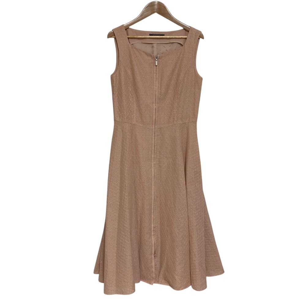 美品 FOXEY フォクシー Dress Metronome ノースリーブワンピース 42701 サイズ38 ピンクベージュ レディース 古着 中古 USED