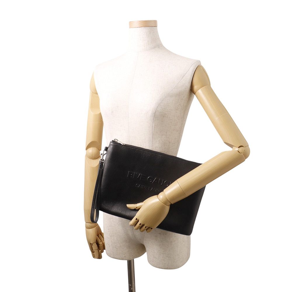 サンローランパリ クラッチバッグ リヴゴーシュ レザー 581369 SAINT LAURENT PARIS 黒
