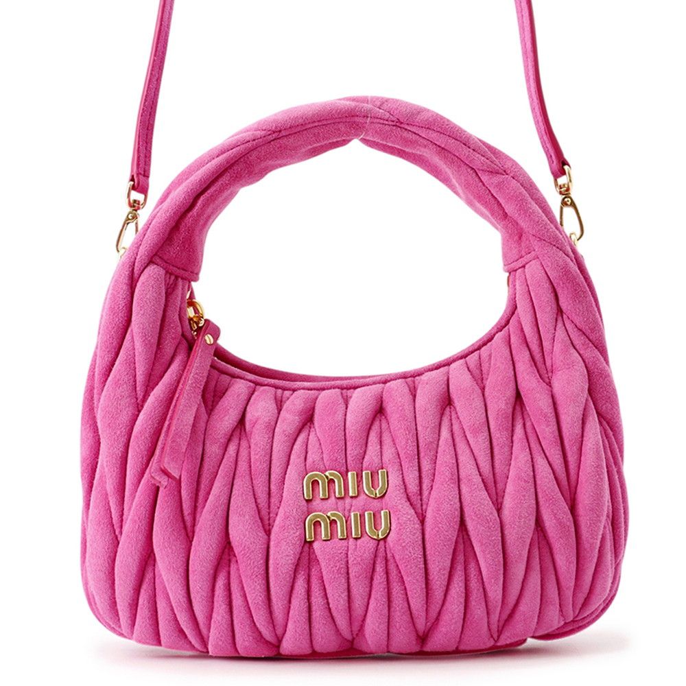 ミュウミュウ ハンドバッグ マテラッセ ワンダー ホーボーバッグ スエード 5BC125 MIUMIU ２wayショルダー