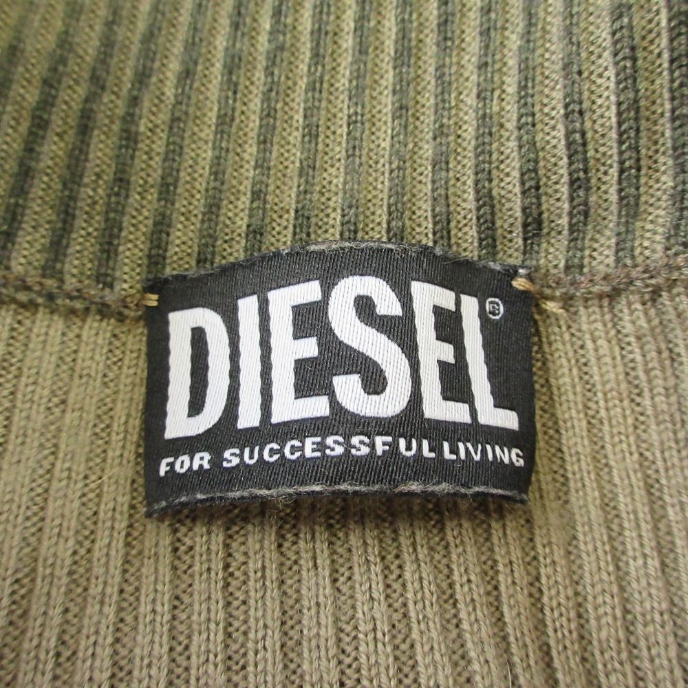 美品 DIESEL ディーゼル M-ARTHA タイダイ レースヘム ハーフジップ クロップド リブニット カットソー Sサイズ カーキ レディース 古着 中古 USED 美品 DIESEL ディーゼル M-ARTHA タイダイ レースヘム ハーフジップ クロップド リブニット カットソー Sサイズ カーキ レディース 古着 中古 USED