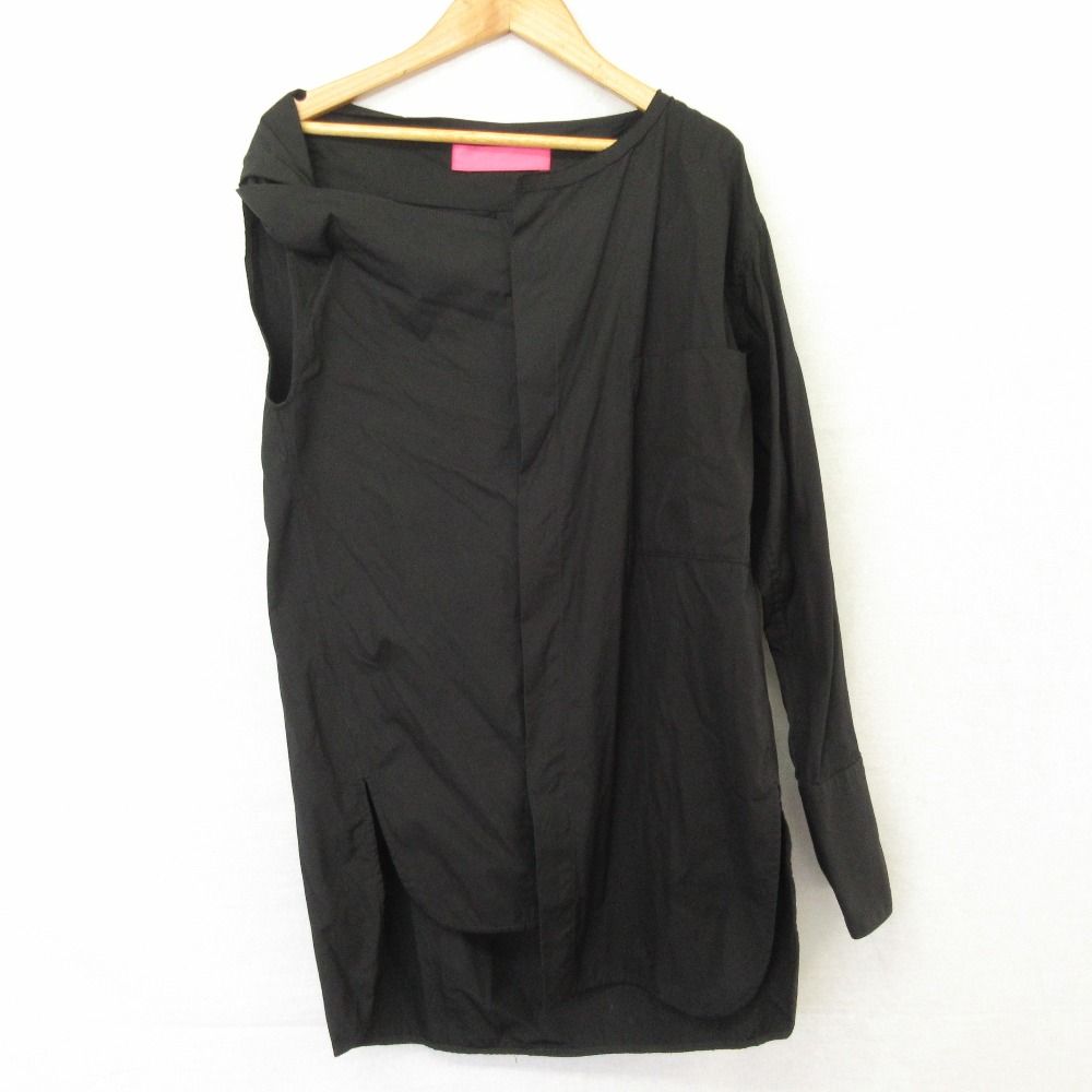 美品 TAKESHI KOSAKA by Y's Pink Label タケシコウサカバイワイズピンクレーベル アシンメトリー ブラウス チュニック 1 ブラック レディース 古着 中古 USED