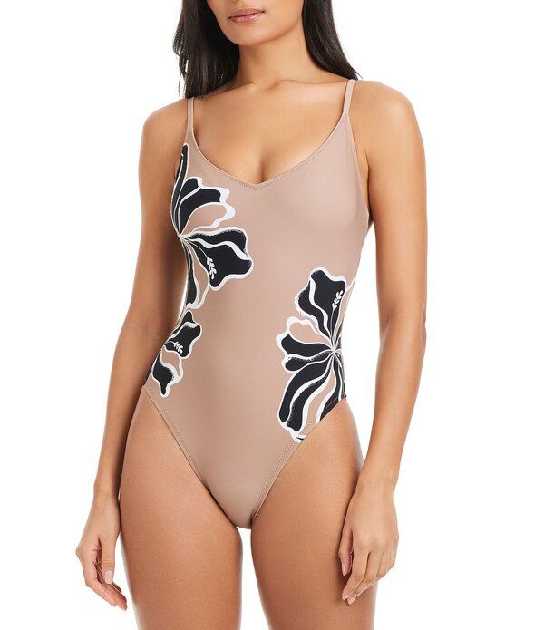 サンクチュアリー レディース トップス ワンピース Vネック フラワー柄 スパンコール フラワー Sanctuary Sunburst Floral VNeck High Leg Sequin Tank One Piece Swimsuitoasted Coc